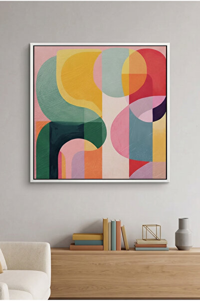 Jasmine Art Vibrant Modern Shape Geometric Wall Art | Framed Canvas Print | L...