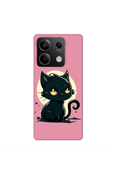 Other Xiaomi Redmi Note 13Pro 5G Black Cat Pink Colored Silicone TPU Θήκη