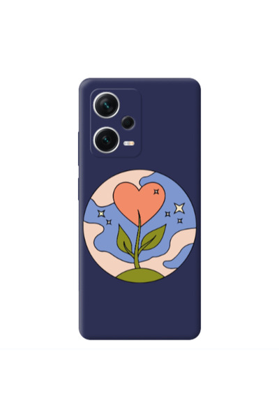 Other Xiaomi Poco X5 Hearted Flower Dark blue Colored Silicone TPU Θήκη