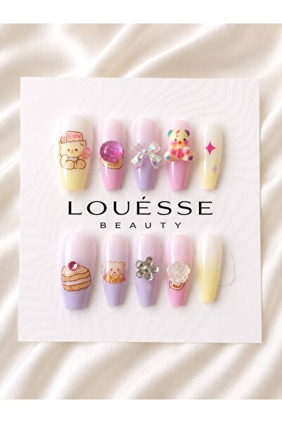 Louesse Beauty 3D Kore Ayıcık Takma Tırnak | Press On Nails | Yıldız, Ayıcık,...