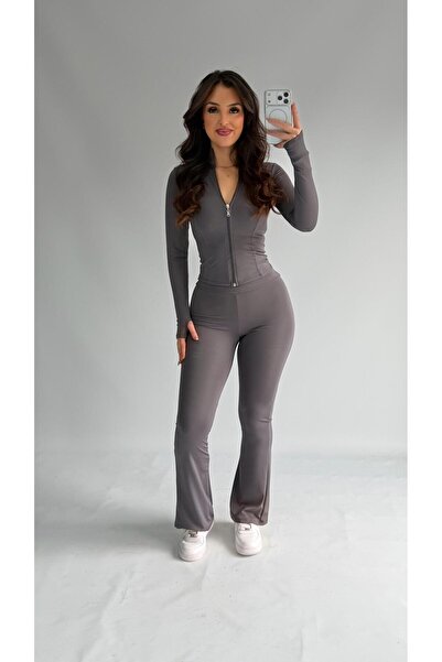ayşenur Dinçer butik İspanyol Tayt Takım Gri