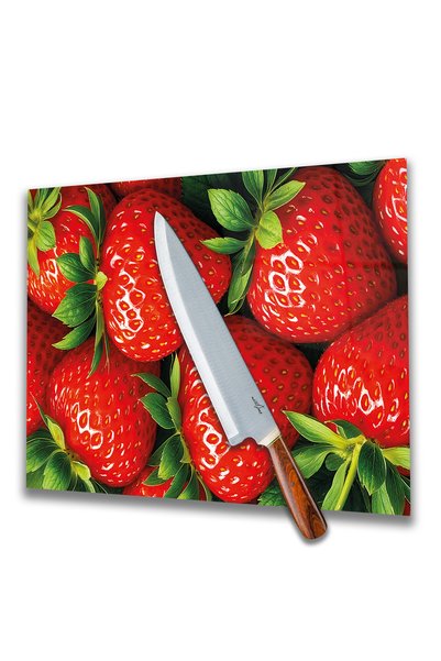 Parıltı Yayınları Strawberry Figured Glass Cutting and Presentation Board