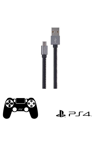 Philips Playstation 4 İle Uyumlu Joystick Şarj Kablosu 3A 60W UsbA to Micro D...