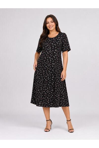 SENTEX Wide Short-Sleeved Printed Women's Dress