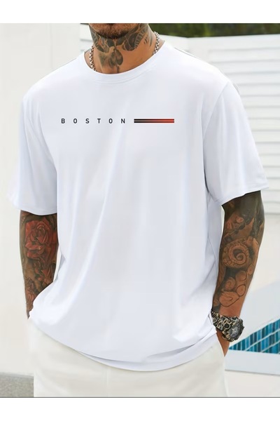 LELVANİ Unisex Boston Printed Oversize T-Shirt