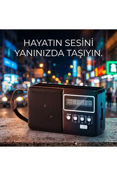wiks Mini Şarjlı Radyo, USB ve Hafıza Kartı Okuyuculu Kablosuz Hoparlör, Hedi...
