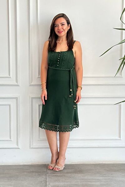 yb yağmur butik Ruffled Hem Dress with Rope Straps