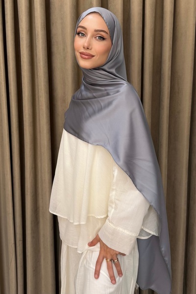 İmajButik Gri Abiye Kristal İpek Şal
