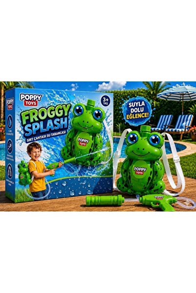 LORELLİ Froggy Splash Kurbağa Sırt Çantalı Su Tabancası 1 Litre 3+ Yaş Yazlık Çocuk Havuz ve Bahçe Oyuncağı