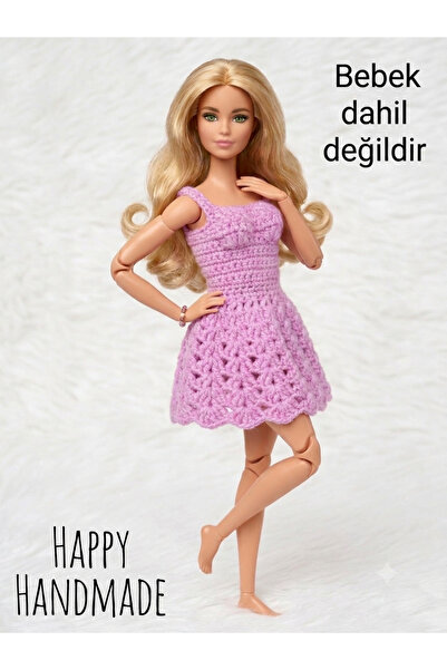 HAPPY HANDMADE ELBİSE.../Kıyafet/Pembe Mini Elbise/Oyuncak Bebek Elbisesi/Çoc...