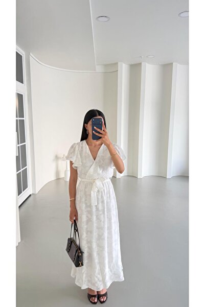 GAUS CO Ekru Kuşaklı Astarlı Pinterest Elbise GAUS-01657