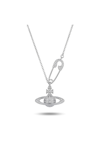 h&b design jewel Steel Safety Pin Planet Necklace