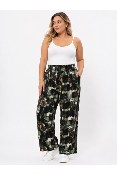 Trendline Trendy Women's Viscose Fabric Elastic Waist Plus Size Pants