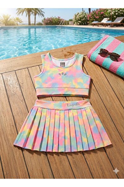 Purple Kids Kız Çocuk Batik Desenli Etekli Bikini Takımı