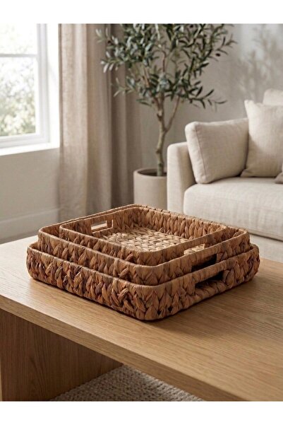 HBS Art Design Set of 3 or Single Natural Wicker Presentation Tray - Fine and...