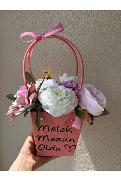 BALON KUTUSUU PEMBE ÇİÇEK ÇANTASI ÇİÇEK ARANJMANI