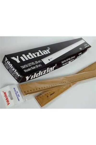 Yıldızlar Tahta Cetvel 50 cm Wooden Ruler Okul Gereçleri Ahşap Cetvel