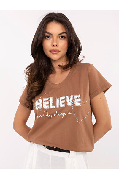 Factory Price Γυναικείο T-Shirt σε καφέ χρώμα