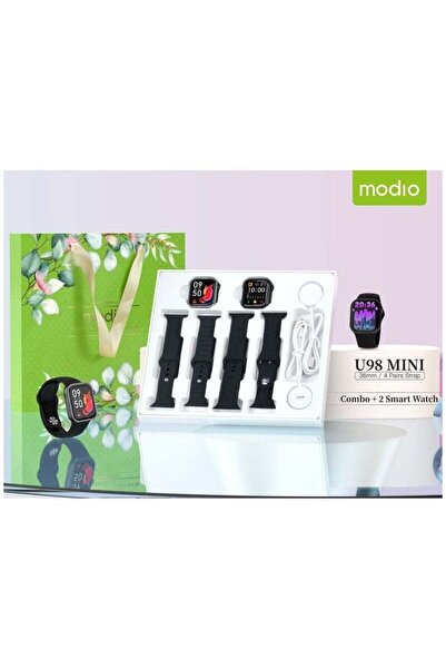 Modio U98 MINI 36mm Smartwatch Combo for Ladies and Girls – Stylish Black Sma...
