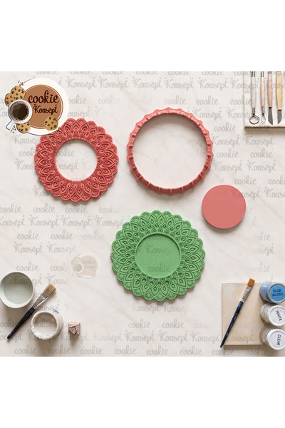 CookieKonsept Mandala Decoration # 3 Ceramic Mold Stamp Frame 12cm |   Compat...