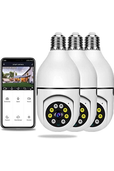 ELTERAZONE 3PCS Wireless Light Bulb Camera Outdoor 360 Degree WiFi Security D...