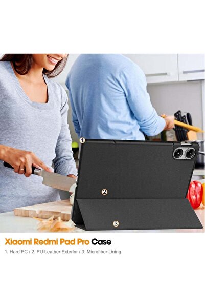 ELTRAZONE Protective Case for Xiaomi Redmi Pad Pro 12.1 inch, Black PU Leathe...