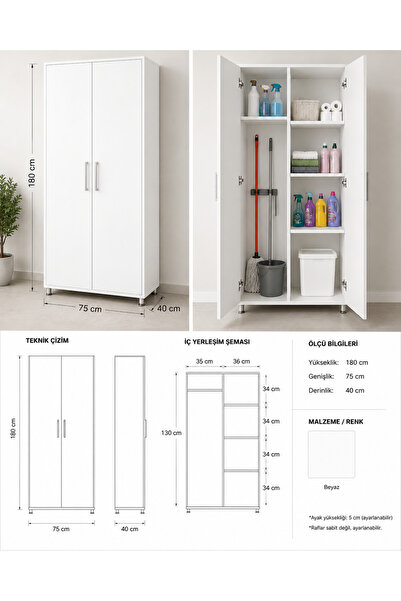 Home 2 KAPAKLI ÇOK AMAÇLI TEMİZLİK DOLABI
