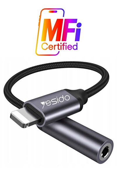 Yesido Audio Cable AUX 3.5MM Lightning To Headphone Adapter 3.5millimeter Black
