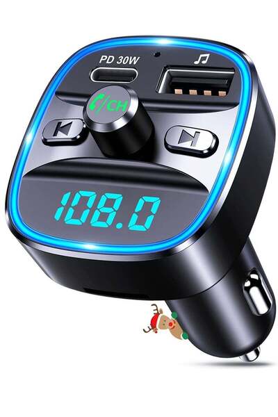 ELTRAZONE Bluetooth FM Transmitter for Car, [Upgraded Type-C] PD 30W Quick Ch...