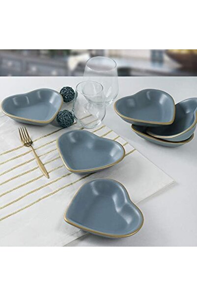 Yıldızan Ens Shop Matte Gray Heart Snack Bowl 14 cm 6 Pieces - 624 1283597