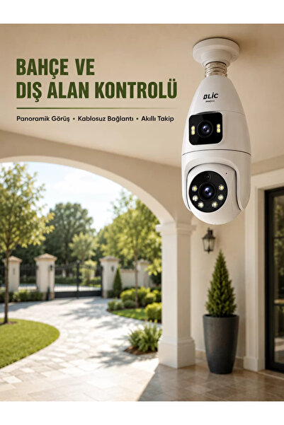TakÇalıştır Wi-Fi Ampul Kamera Sistemi Gece Görüşlü Çift Lens