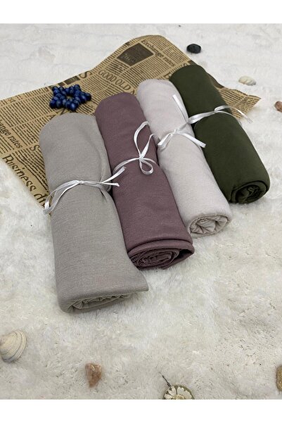 ALTIN DİKİŞ Combed Cotton Shawl Set of 4 Soft Textured Jersey Combed Cotton S...