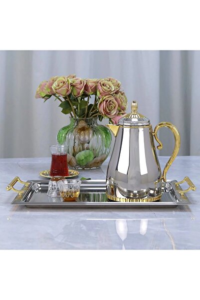 Al Hadaya Mall Saber Steel Thermos with Luxury Design - Nickel and Gold - 0.65 L