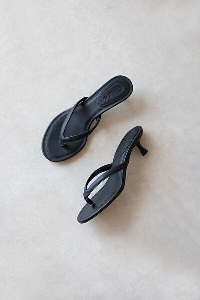STRASWANS Landa Women's Heeled Leather Sandals Black