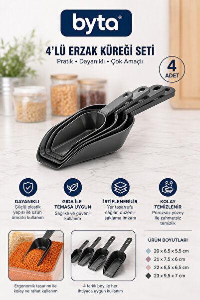 BYTA 4'lü Plastik Ölçü Kaşığı Seti - Mutfak, Pastacılık ve Kahve İçin Hassas ...