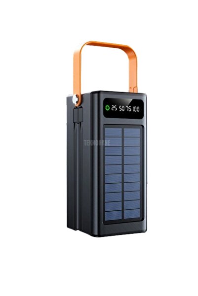TEKNOHANE 80000 m Ah Güneş Enerjili Powerbank PD 22.5Watt Hızlı Şarj Kendinden Kablolu Powerbank