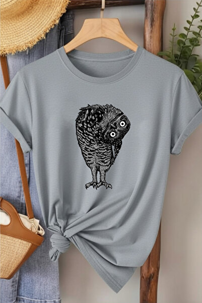 l'eivor Side Facing Owl Printed Women's Cotton T-Shirt