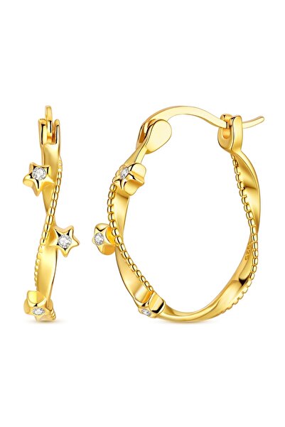 Choice3 KTE573 Hot Sale Gold Color Silver 925 Earring For Woman Round Sun Moo...