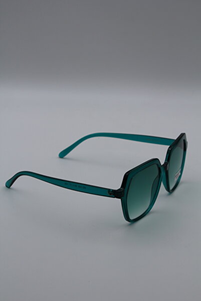 VOGUESSE eyewear- Retro Köşeli Şeffaf Çerçeve Turkuaz Renkli Kadın Güneş Gözlüğü