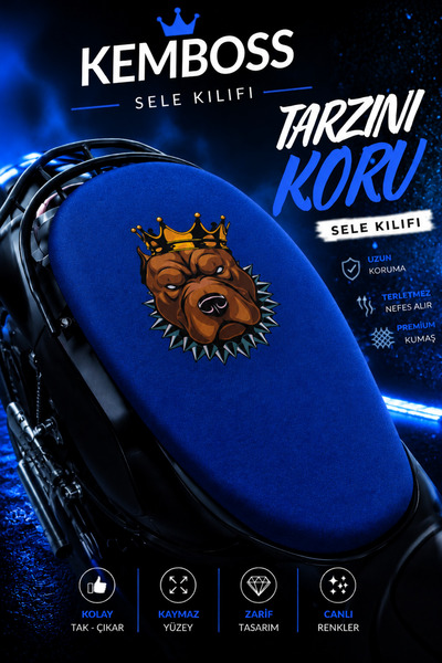 KEMBOSS Blue Dog Pattern Motorcycle Saddle Cover