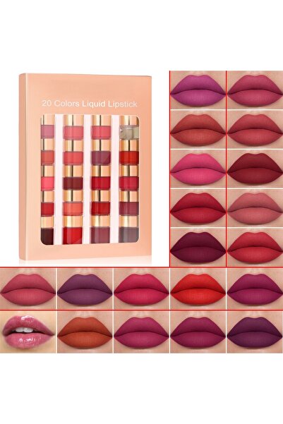 L&Wen 20 Colors Liquid Lipstick Set, Matte Velvet Long Lasting Non-Stick Cup ...