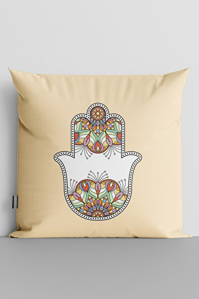 TicaretJet غطاء وسادة مطبوع رقميًا على الوجهين من Hamsa Mandala - 3097