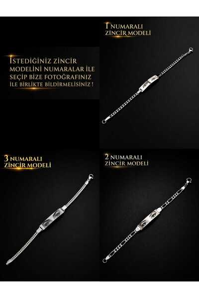 Satürn Silver Kuyumculuk Kişiye Özel Göz Baskılı Çelik Bileklik