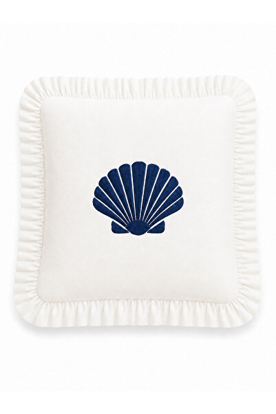 BELENAY Husă decorativă pentru pernă, cu volane și broderie cu scoici marine,...