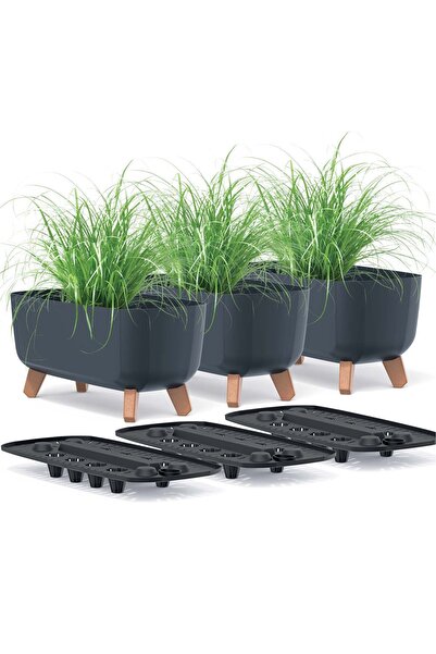 EDANTI Set de 3 ghivece de grădină pentru terasă și balcon, Gracia Case, 39 c...