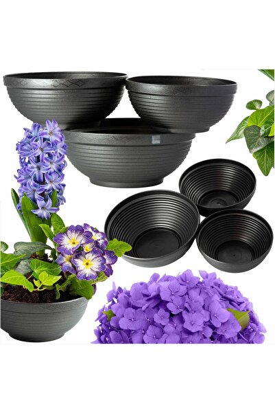 EDANTI Set de 3 ghivece funerare 26/30/34 cm, boluri pentru aranjamente cu ia...