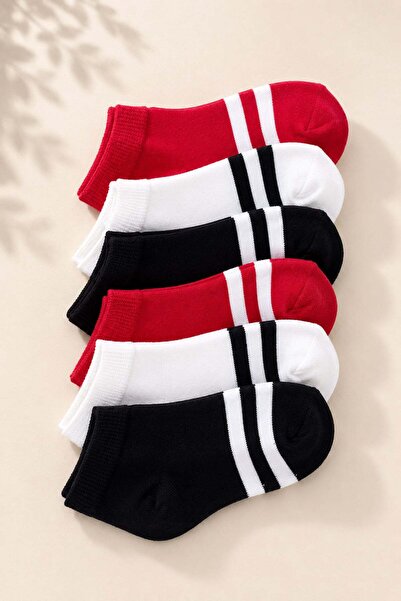 GİYSA Children's Unisex Set of 6 Cotton Patterned Booties Socks - 310