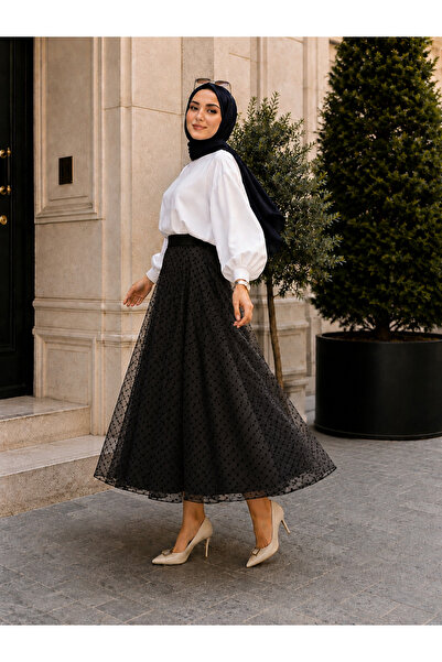 ELMODA Women's Polka Dot Tulle Mevlana Skirt