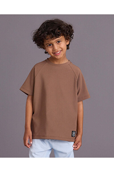 REDTAG Boys Brown Jacquard T Shirt