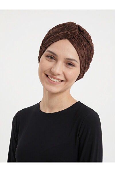 elysianfidan Twisted Agraf Lined Brown Ready-To-Wear Turban Hijab Bonnet Suit...